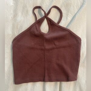 Brown/plumb Ribbed Halter Top